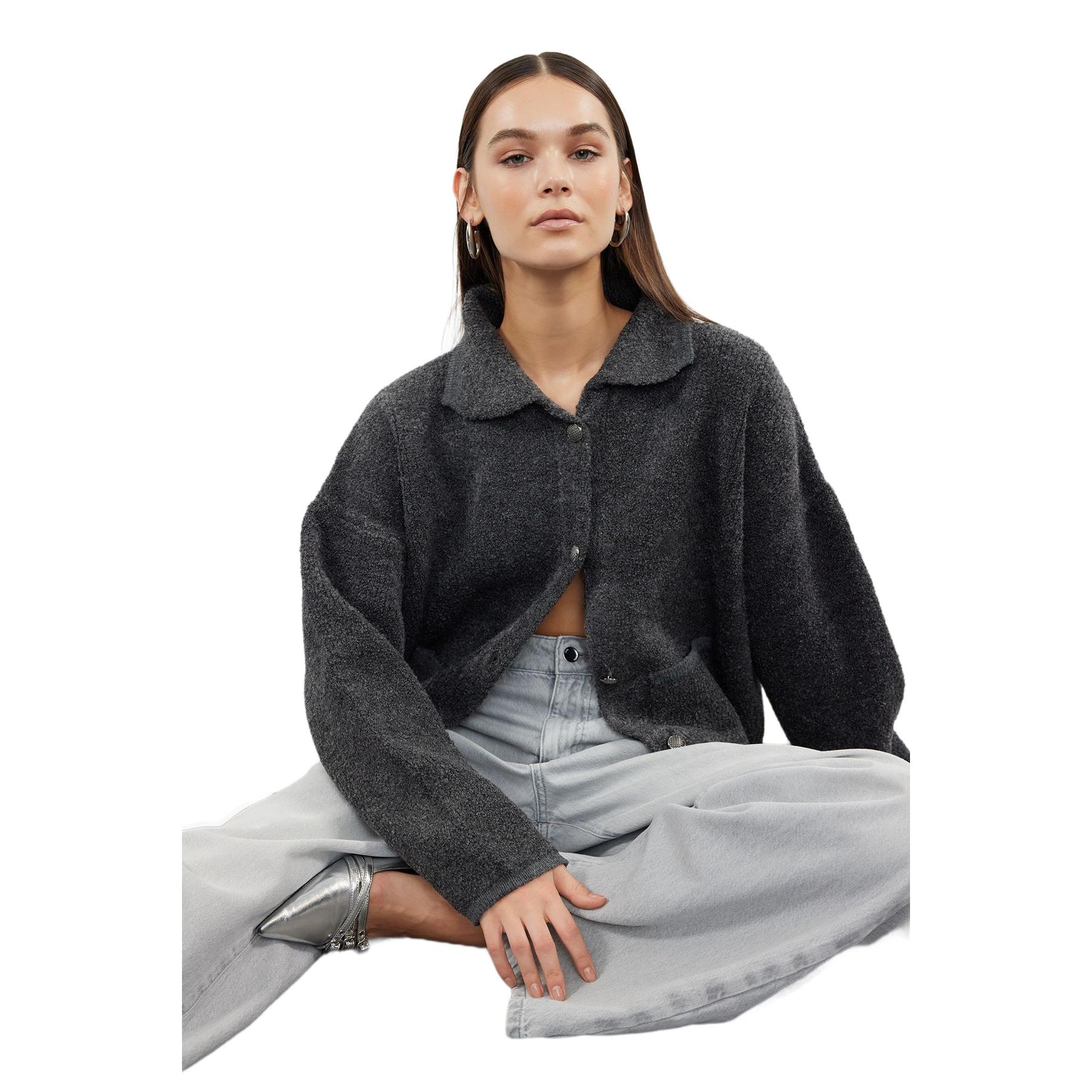 Trendyol Mujer Gris Cárdigan De - Moda Y Comodidad Mediano