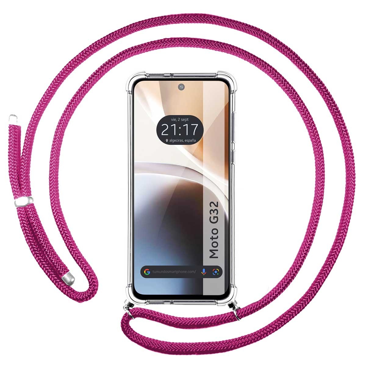 Tumundosmartphone Funda Colgante Transparente Motorola Moto G32 Protección Antigolpes