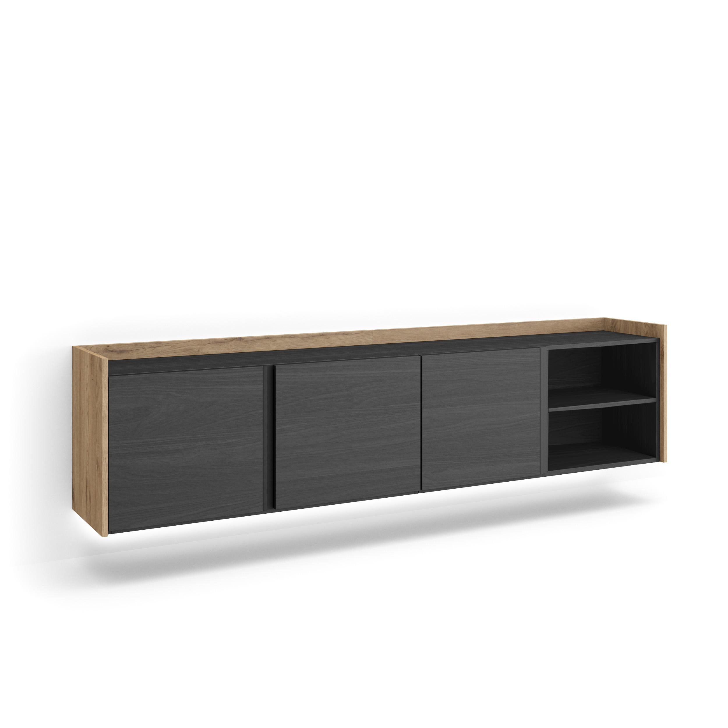 Mueble TV, Televisión, 207x35x50cm, Para TV hasta 80", Colgado, Suspendido, LED