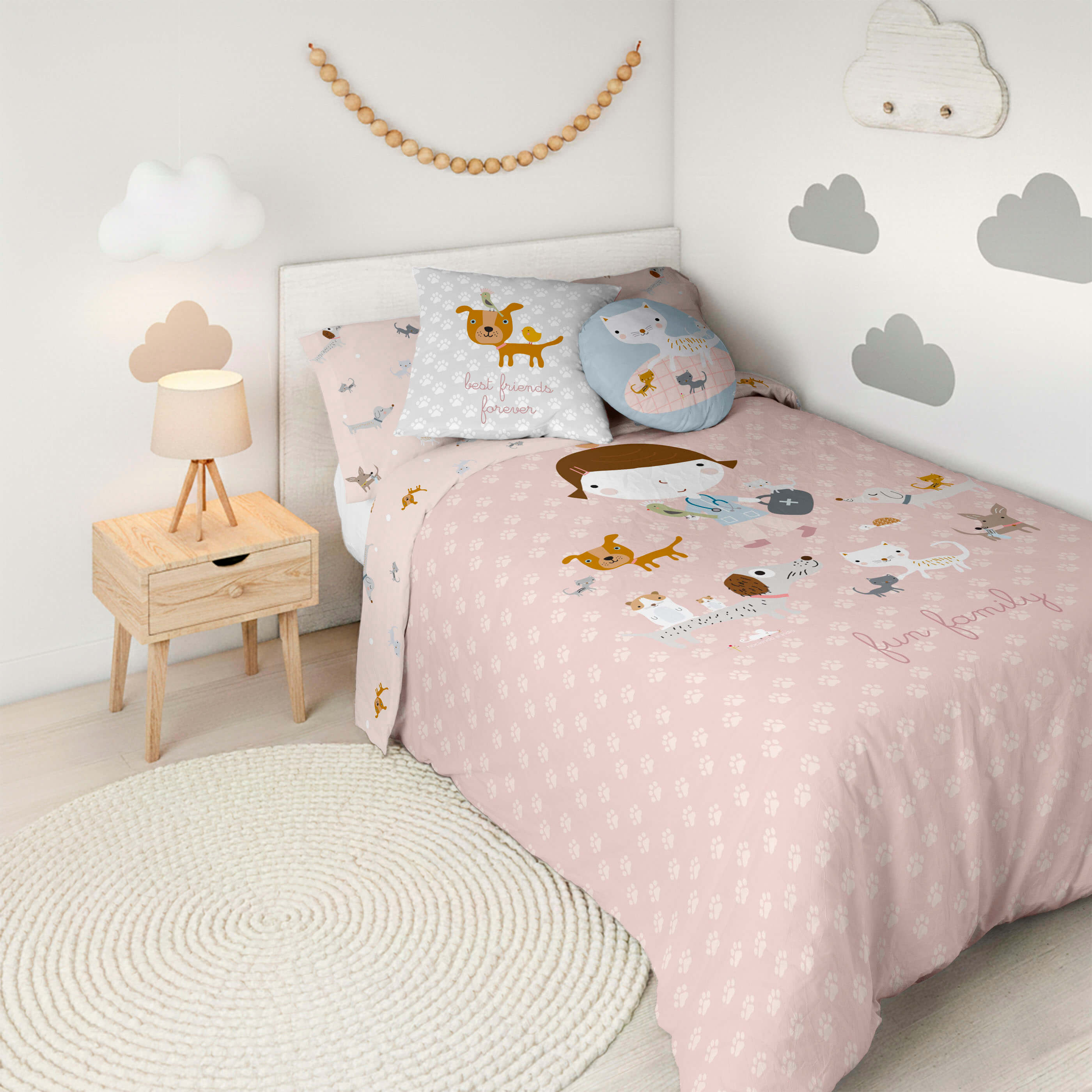 HACIENDO EL INDIO - Funda Nórdica Infantil Estampada 100% Algodón Extrasuave - Juego de 2 Piezas Funda de Edredón y 1 Funda de Almohada - Cama 90/105 cm - Sin Relleno - Fabricada en España
