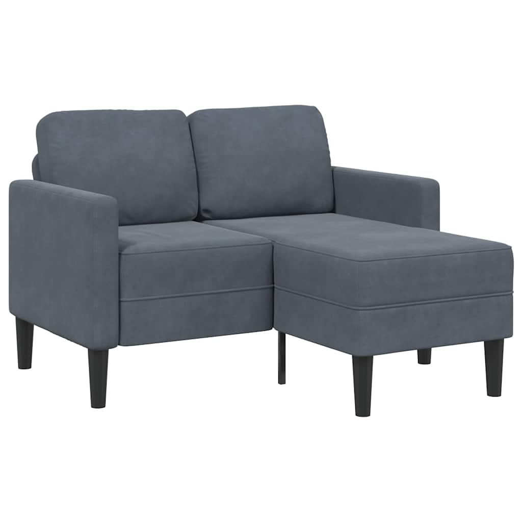 vidaXL Sofá de 2 plazas con chaise longue en forma L gris oscuro 125cm