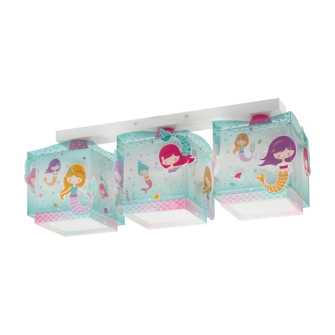Plafón de techo 3 luces infantil Mermaids Sirenas