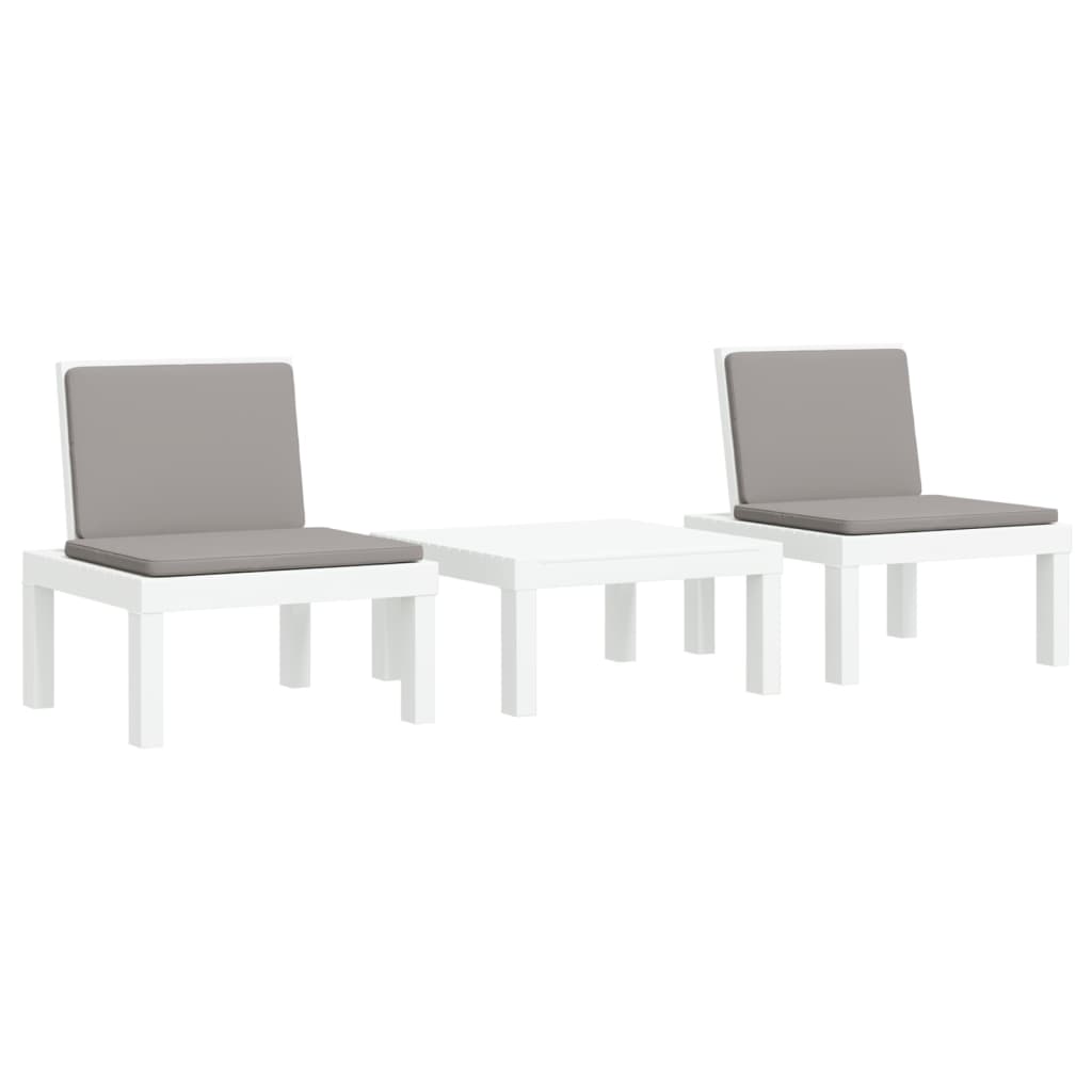 vidaXL Juego muebles de jardín 3 piezas y cojines PP gris en color Antracita/Blanco | acolchados duraderos para sofás de jardín terraza exterior