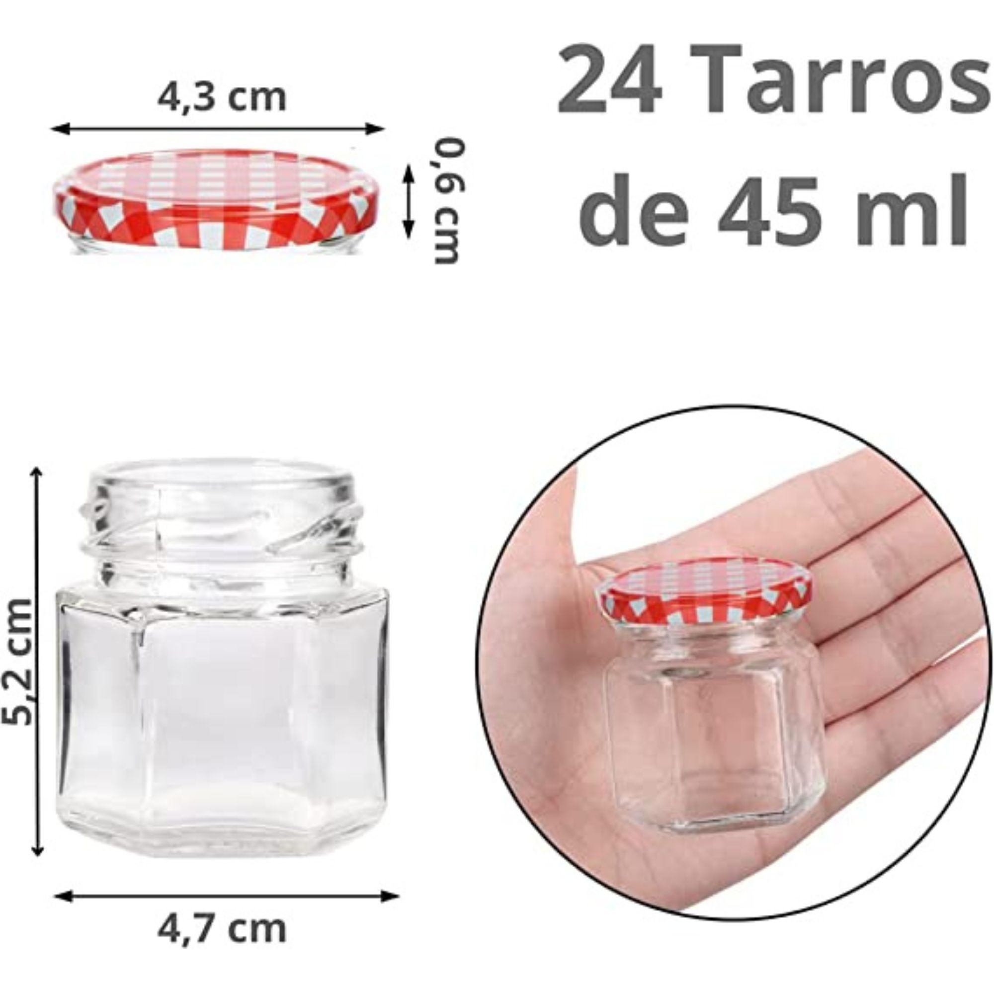 6 Tarros De Cristal Con Tapa De Rosca Hermética De 140 Ml + Ebook