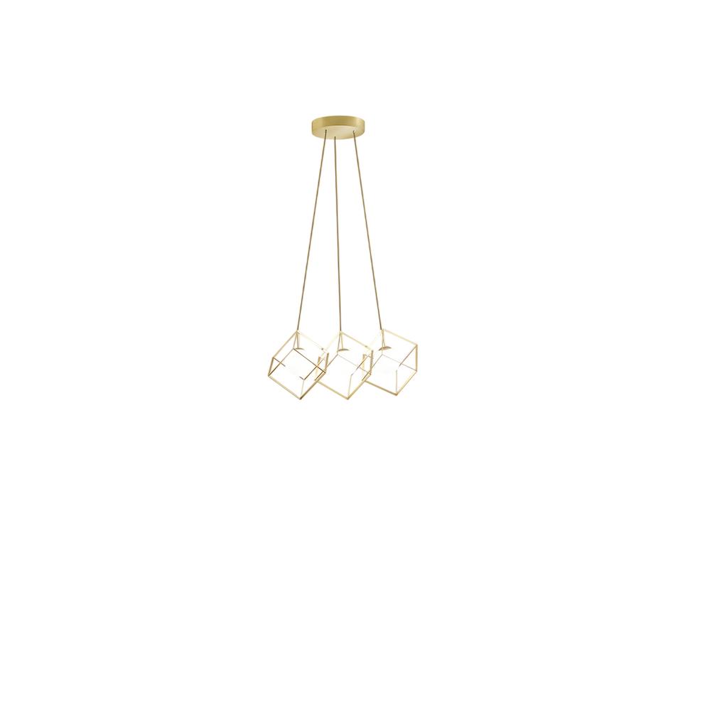 Lámpara colgante metálica CUBE color oro mate Perenz - 3 lámparas G9
