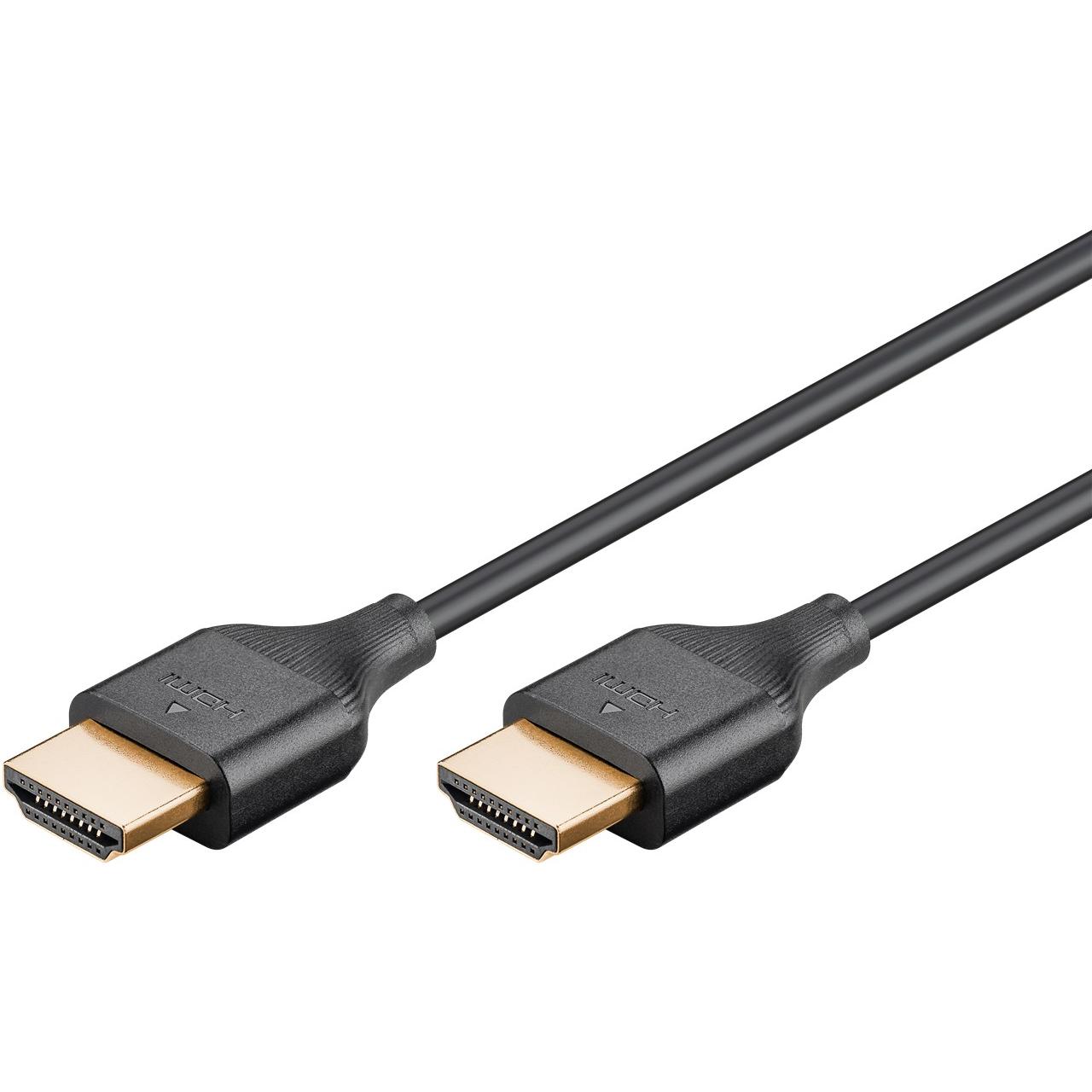 goobay Cable HDMI delgado de alta velocidad con Ethernet, 2 metros/4K (3840 x 2160) UHD @ 60 Hz con hasta 18 Gbit/s, transmisión de audio y vídeo para, por ejemplo, PlayStation 5, Xbox ONE o Fire TV