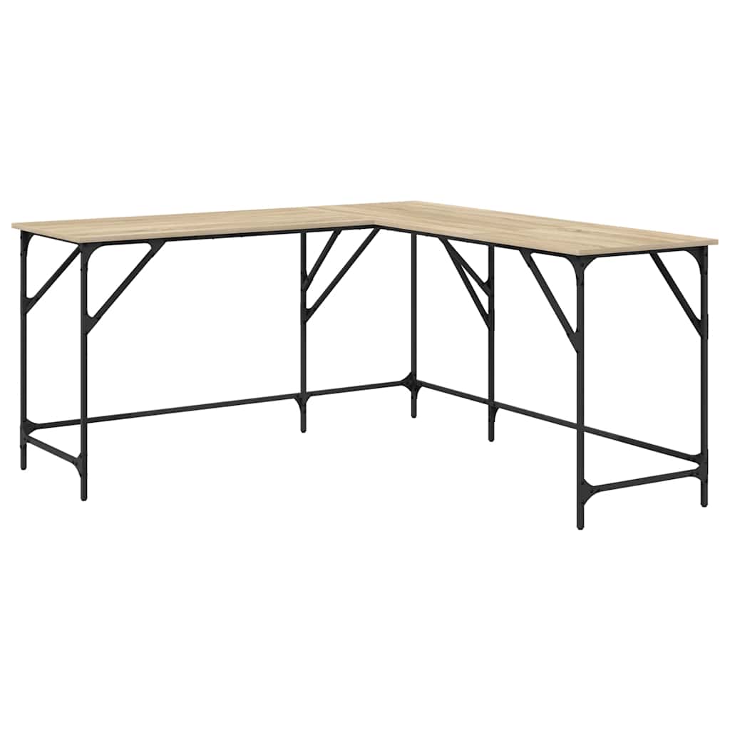 vidaXL Escritorio madera de ingeniería roble Sonoma 149x149x75 cm