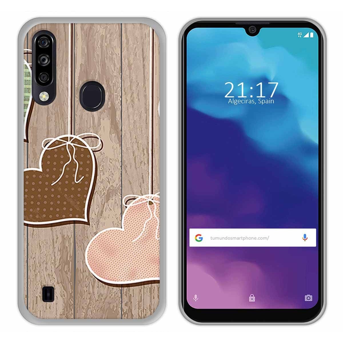 Tumundosmartphone Funda Gel Tpu para ZTE Blade A7 2020 diseño Corazones Madera Dibujos
