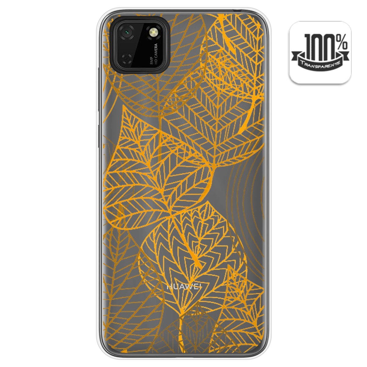 Tumundosmartphone Funda Gel Transparente para Huawei Y5p diseño Hojas Dibujos