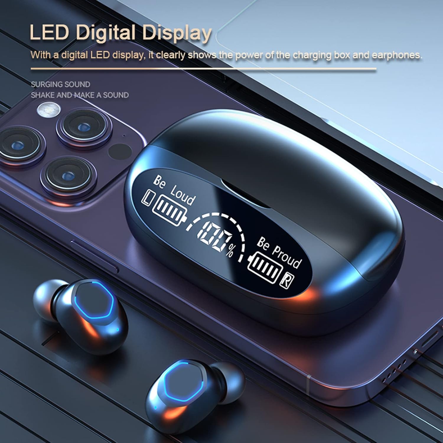 Bluetooth 5.2, Powerful Bass, True Acoustic Earbuds, IPX7, USB-C Button Control, HiFi Sound IN Ear, CVC8.0 Noise_voghion.com