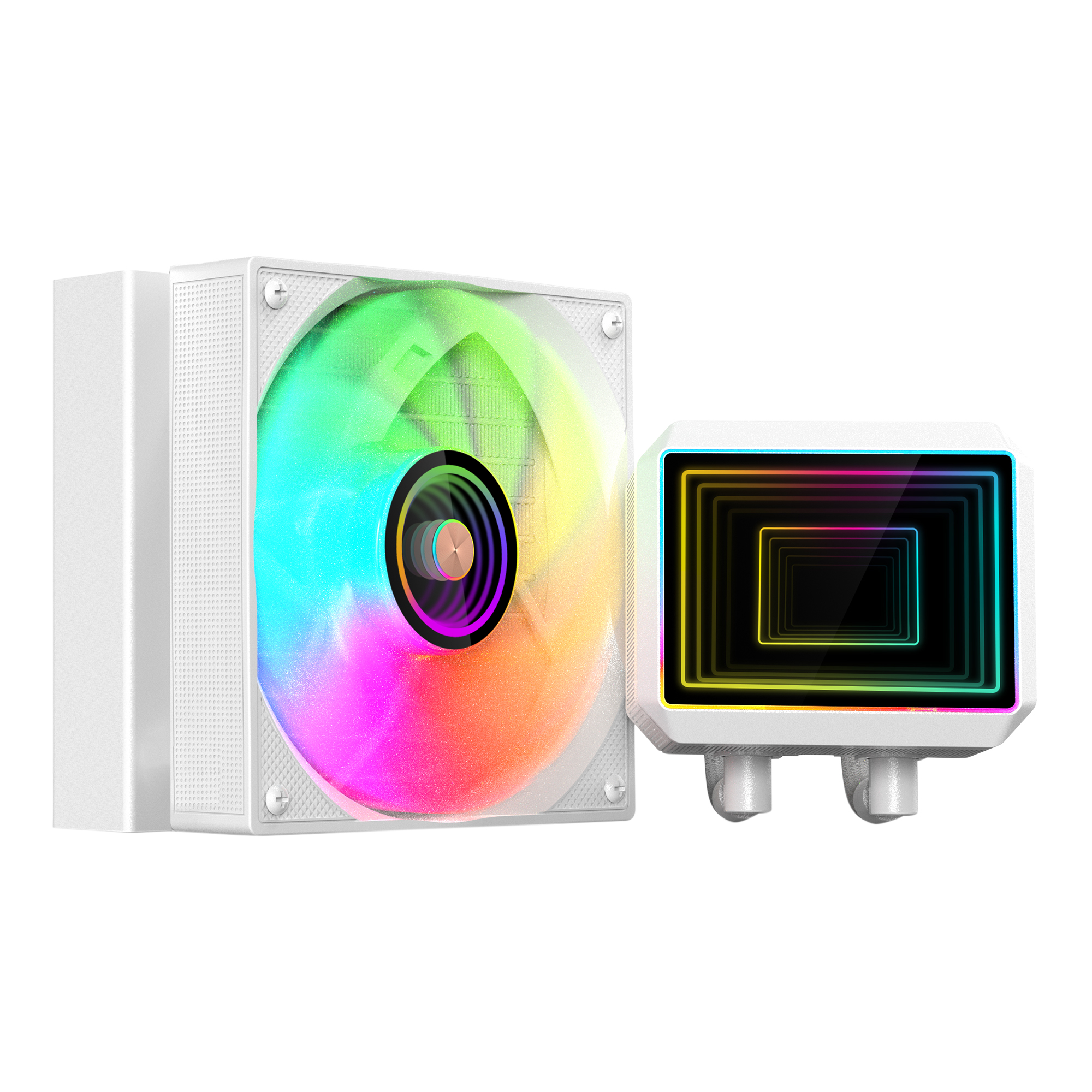 Mars Gaming ML-TWO120, Refrigeración Líquida AIO 300W TDP, 1x Ventilador ARGB Infinity Mirror Ultrasilencioso 12cm FDB, Núcleo de Cobre y Aluminio, Bomba Opti-Chamber 4ª Gen y Microcanales, Kit de refrigeración liquida Negro o Blanco