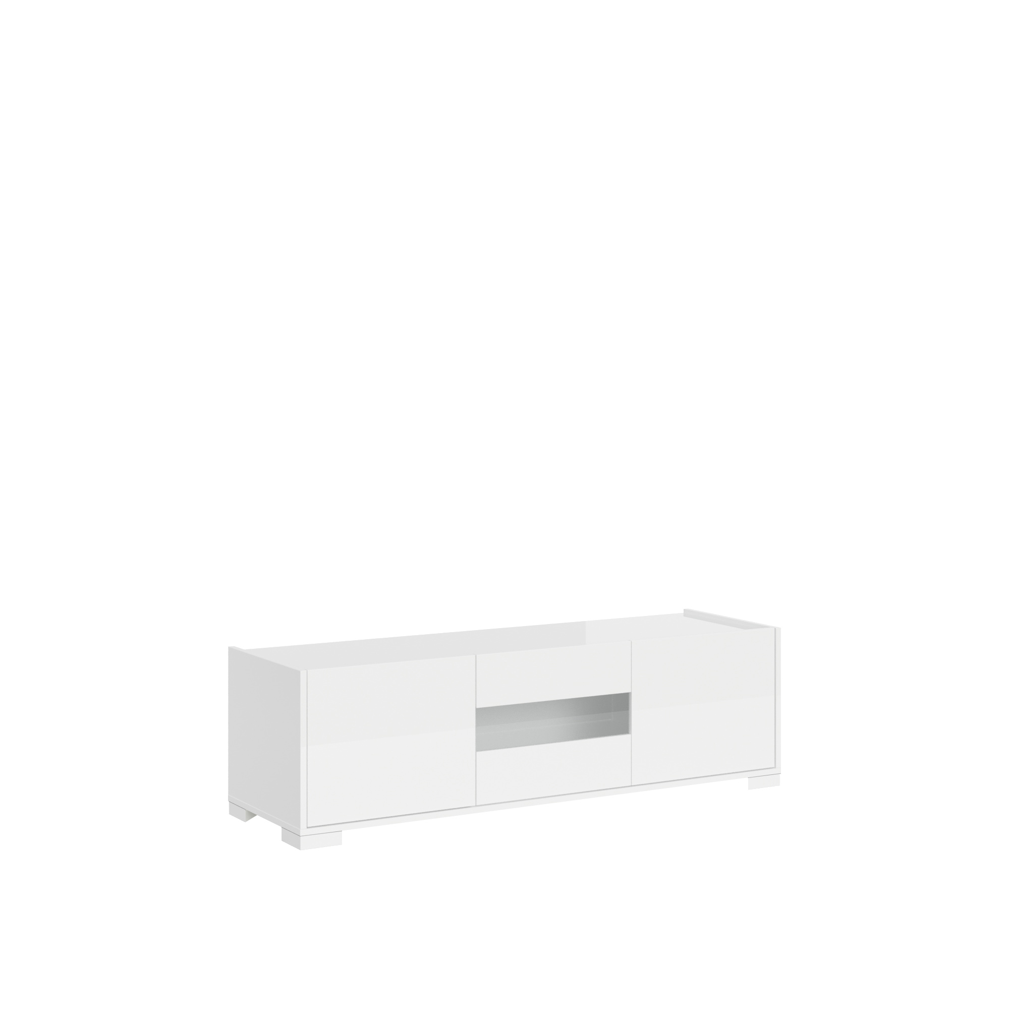 Mueble TV 3 puertas 130x40x40 cm Reflejo blanco brillo - Itamoby