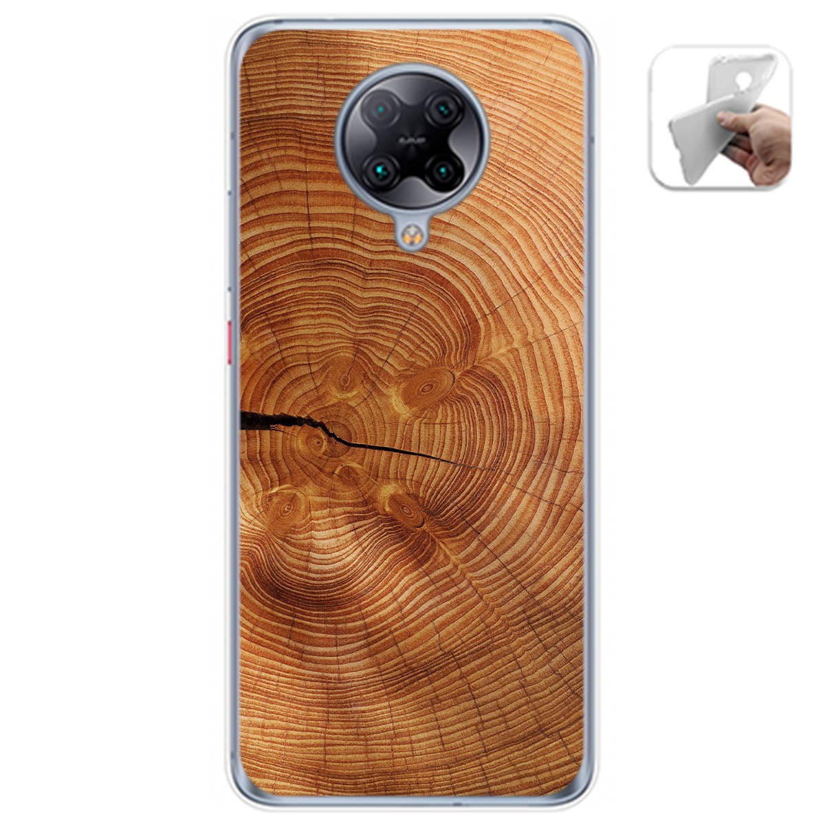 Tumundosmartphone Funda Gel Tpu para Xiaomi POCO F2 Pro diseño Madera 04 Dibujos
