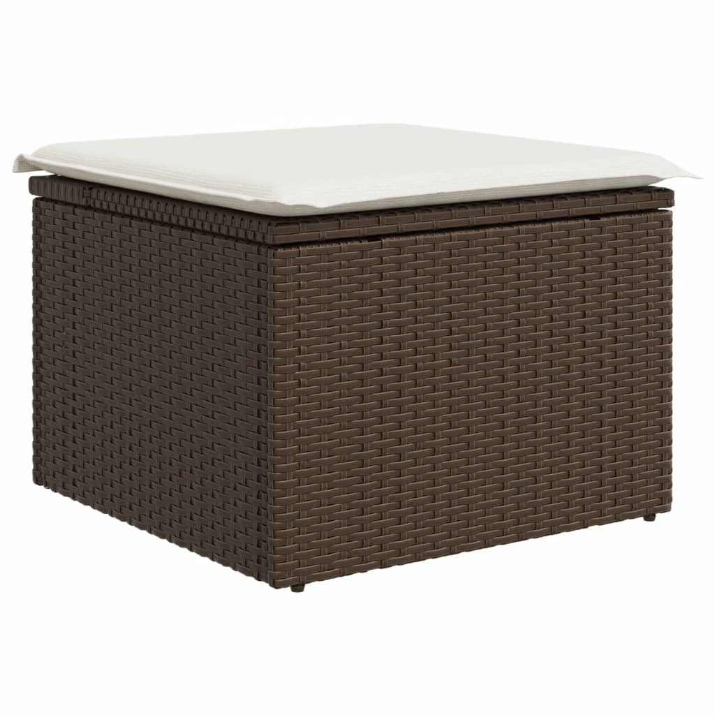 vidaXL Taburete de jardín con cojín ratán sintético 55x55x37 cm