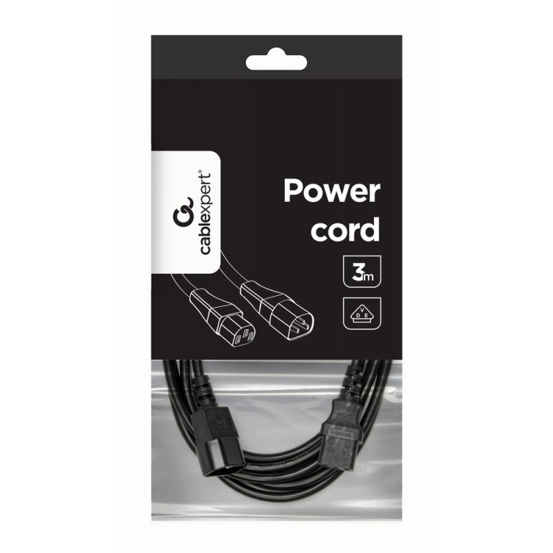 Gembird - PC-189-VDE-3M cable de transmisión Negro C14 acoplador PC-189-VDE-3M