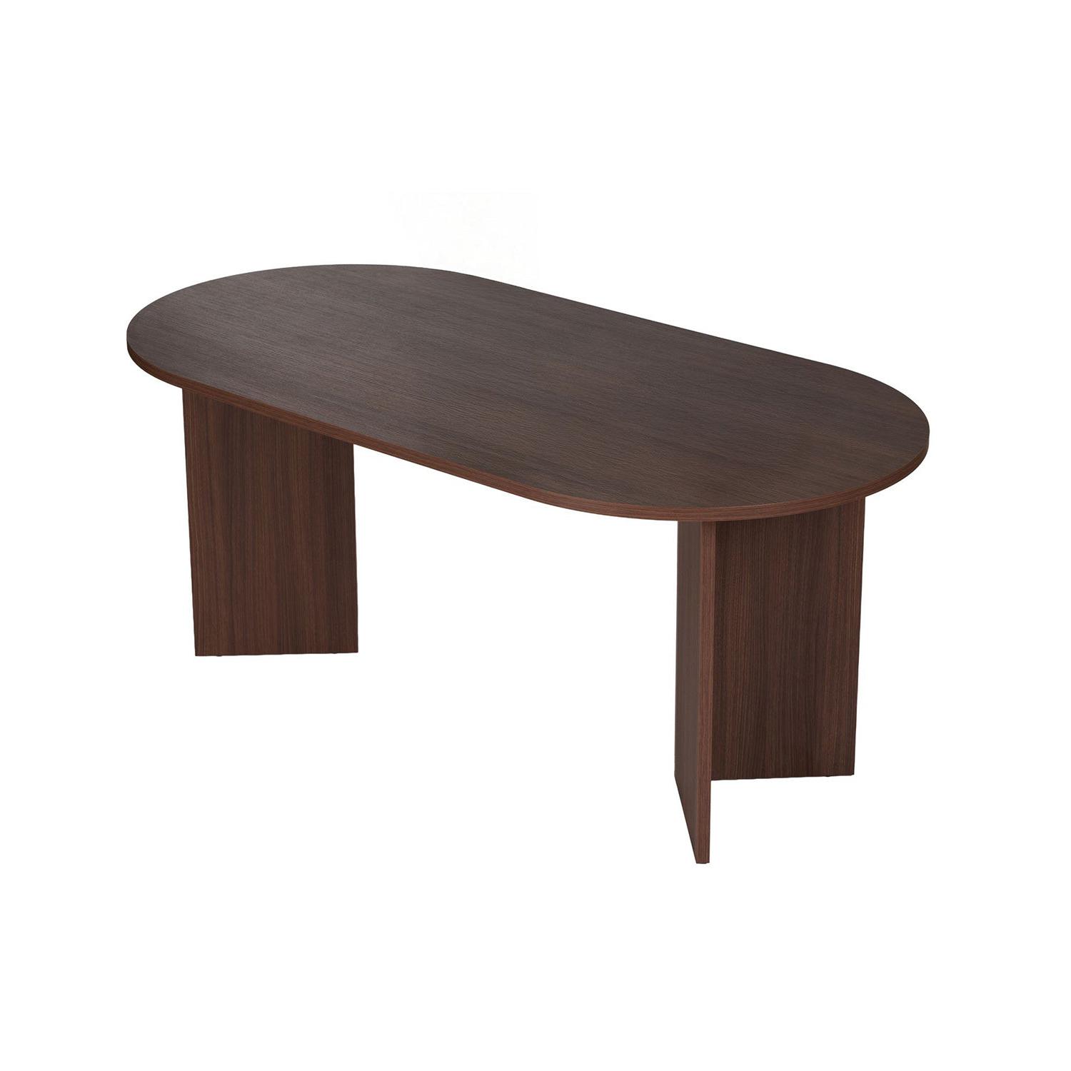 Mesa de comedor ovalada jacklyn oscura madera para hogar moderno mueble de almacenaje  - Homekit