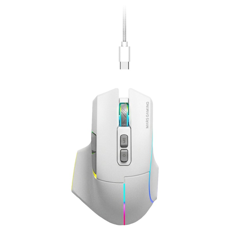 Mars Gaming - MMWVECTORW ratón Juego mano derecha RF Wireless + Bluetooth + USB Type-A Óptico 12000 DPI MMWVECTORW