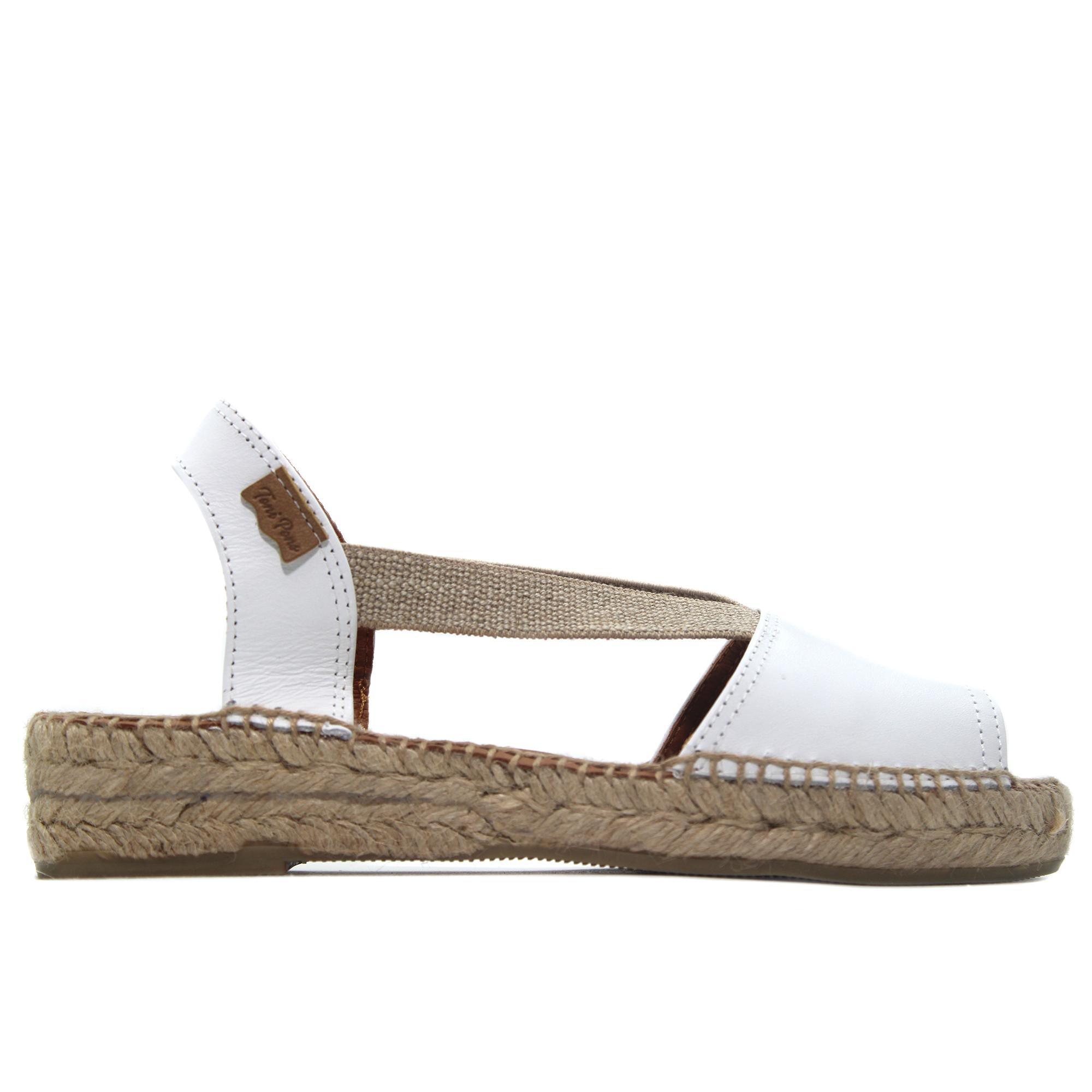 Toni Pons ETNA Sandalias de piel,cuña de 4cm y plataforma 3cm de esparto,espadril clásica,tira elástica,,lisa para señora