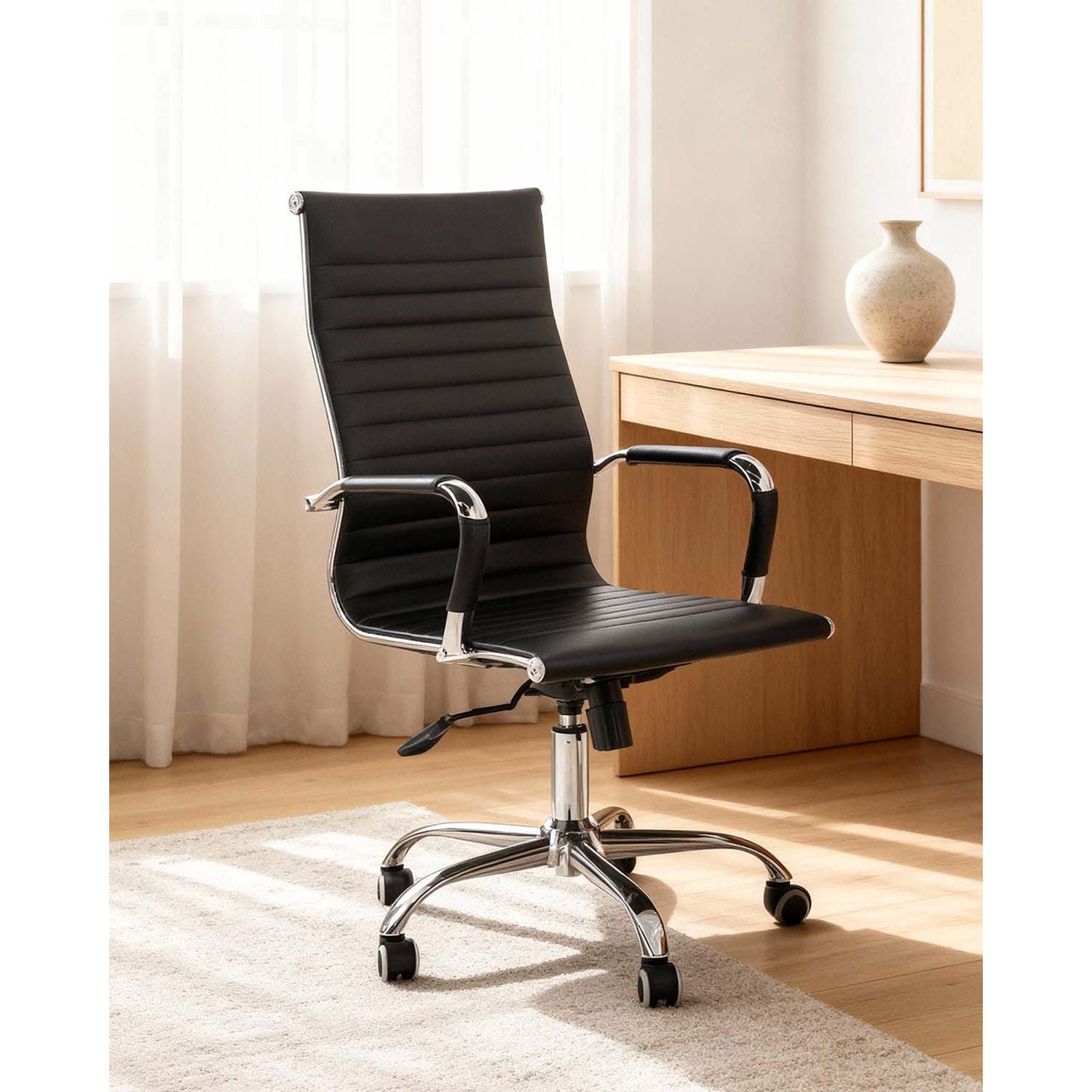 Silla de escritorio shelley negro para hogar moderno mueble de almacenaje  - Homekit