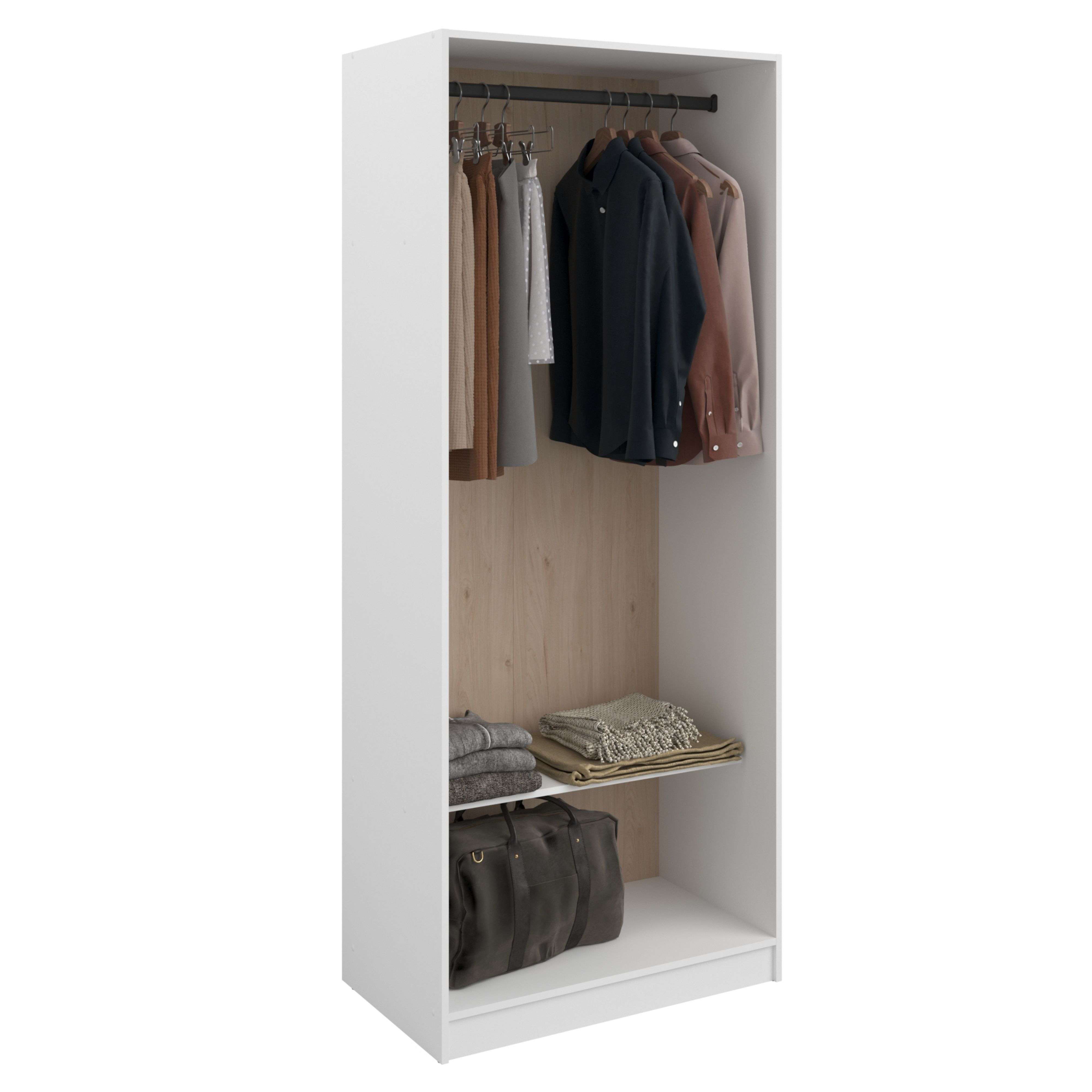 Miroytengo Vestidor Modulix Flexa de Dormitorio en color Blanco Mate y Roble Jackson con 1 Estante y 1 Barra 83x200x50 cm