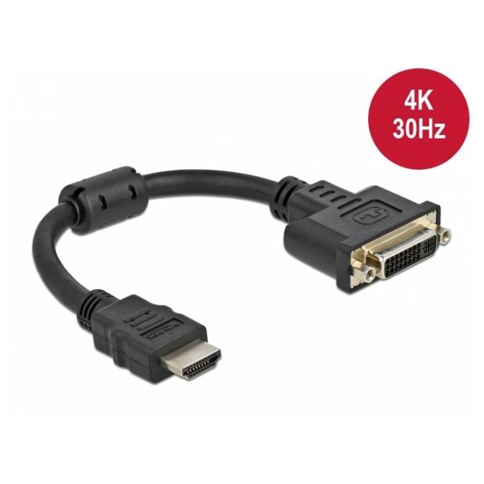 Delock Adaptador HDMI Macho a DVI 24+5 Hembra 4K 30Hz 20cm
