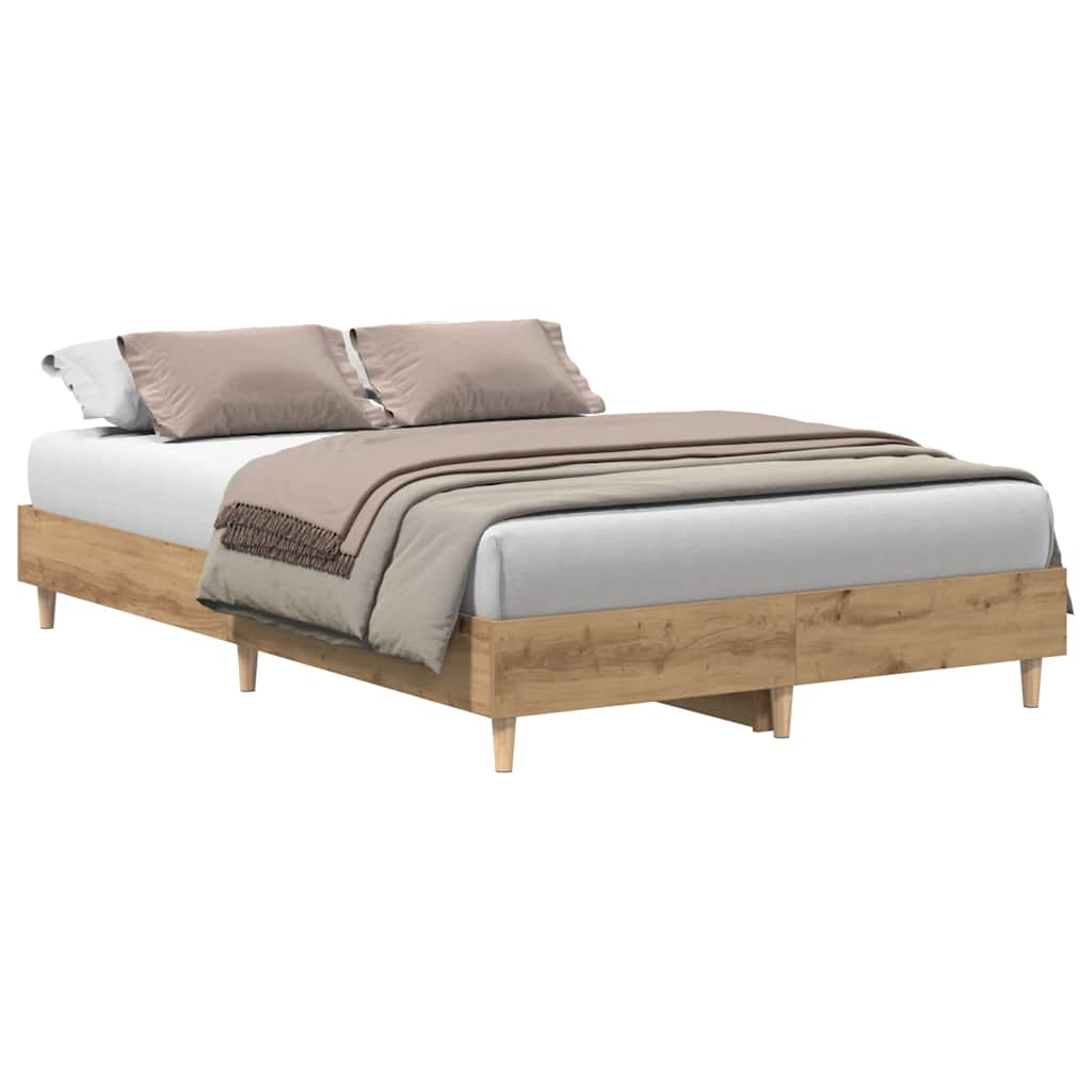 vidaXL Estructura de cama sin colchón roble artesanal 140x190cm madera