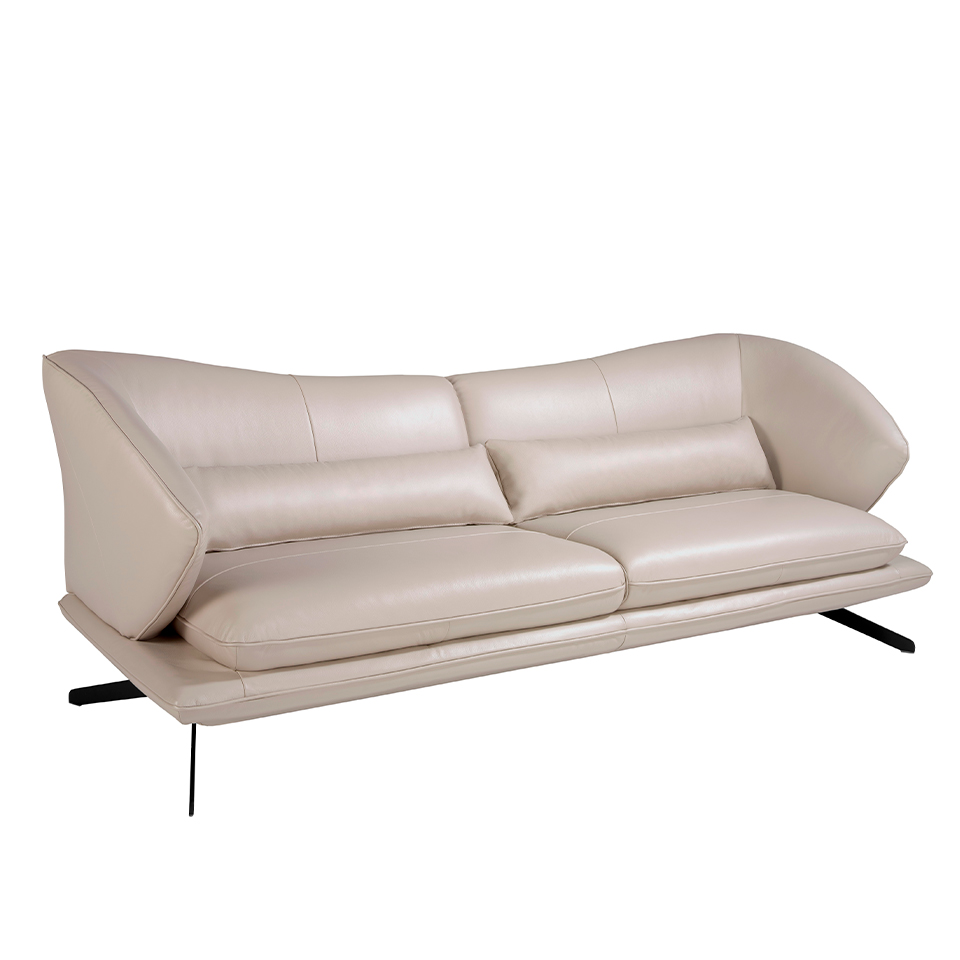 ANGEL CERDÁ 6146C Sofá 3 plazas en piel vacuno gris taupe , Gris Taupe , Piel , 230 x 90 x 85 cm