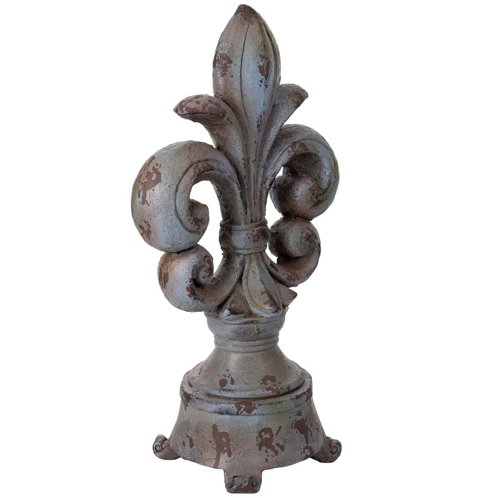 Wonderlust Deco - Figura flor color piedra, 34x22x63h cm Gris 34x22x63h cm