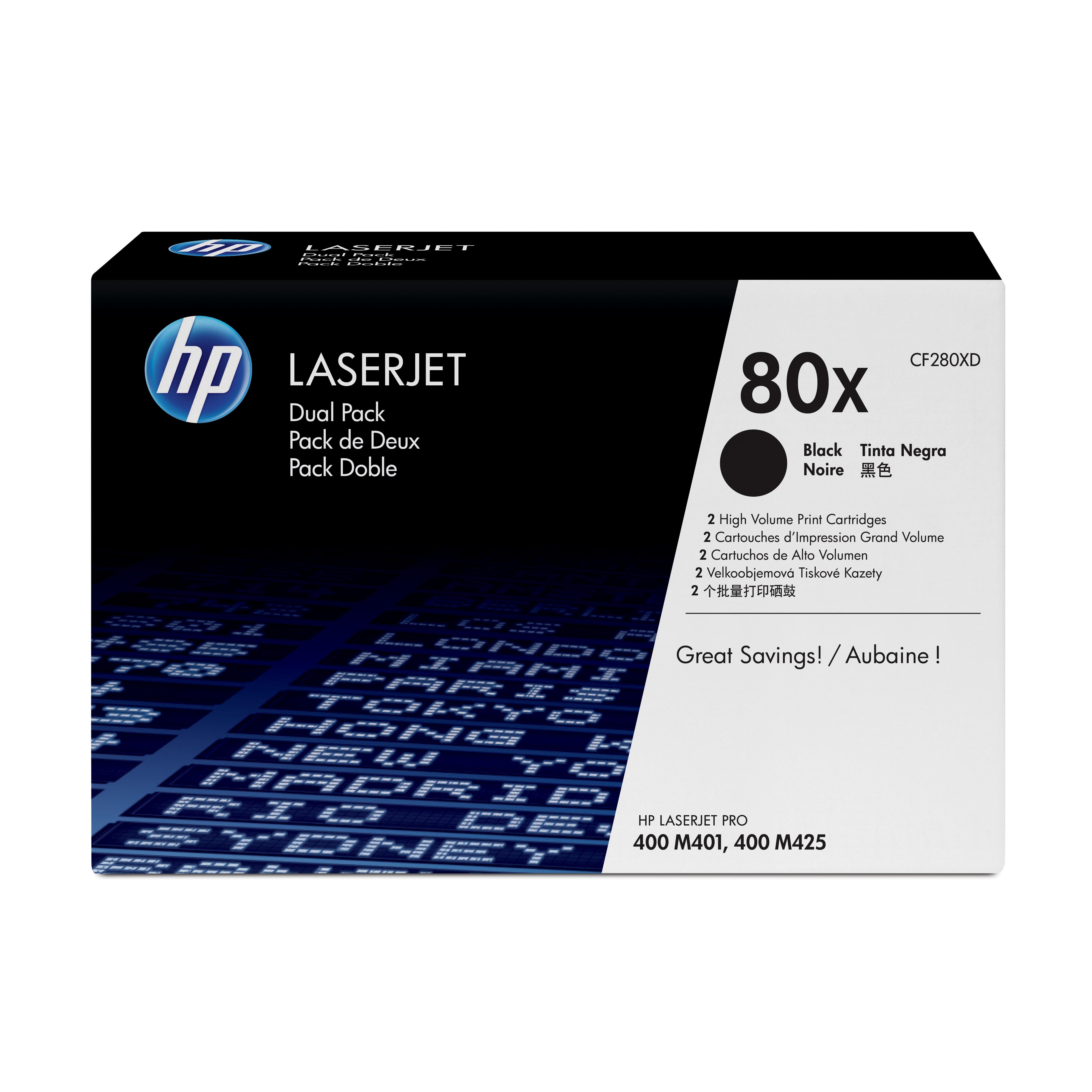 HP n�80X Toner Negro Pack 2