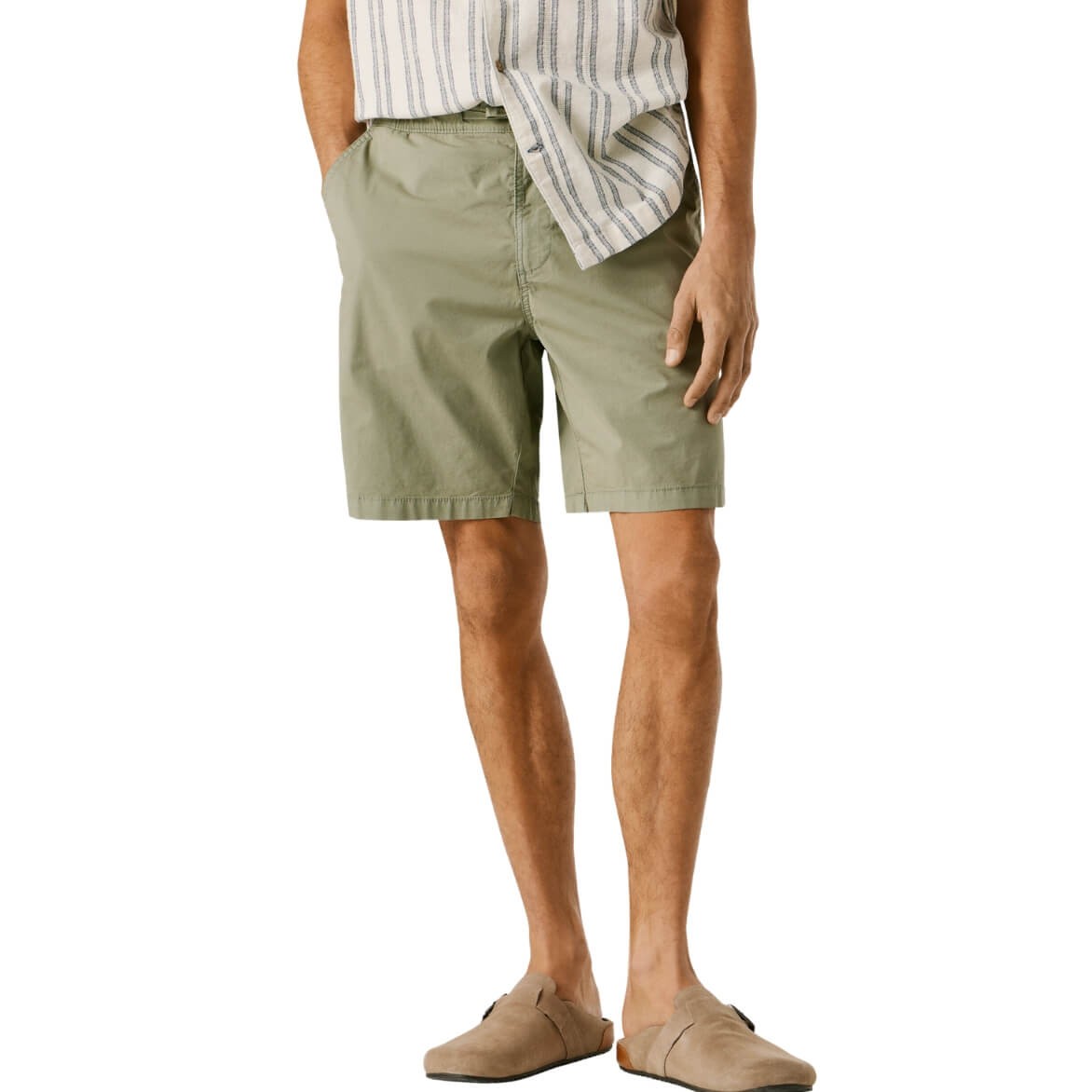 Bermudas Relaxed Fit En Popelín Verde De