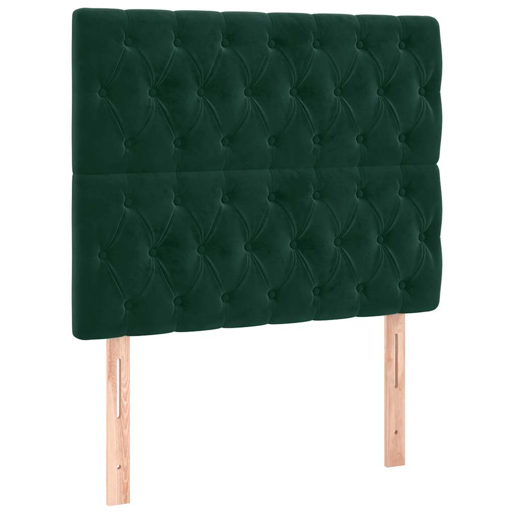 vidaXL Cabecero con luces LED terciopelo verde oscuro 100x7x118/128 cm