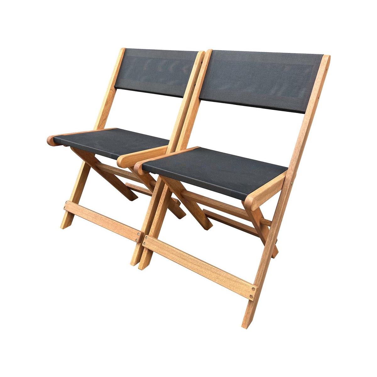Habitat y Jardin - Silla plegable de madera exótica "Seoul" - Arce - Negro - Lote de 2