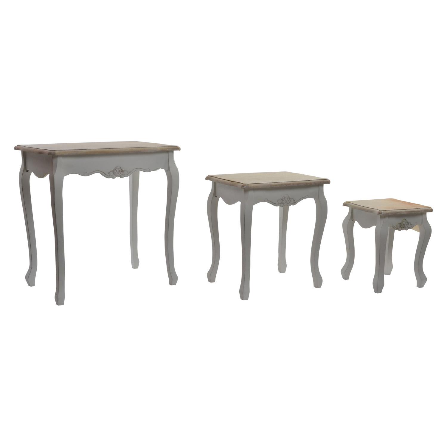 Mesita Auxiliar Set 3 Abeto 60X40X61 Natural - Fijalo - El mejor complemento para tu hogar.