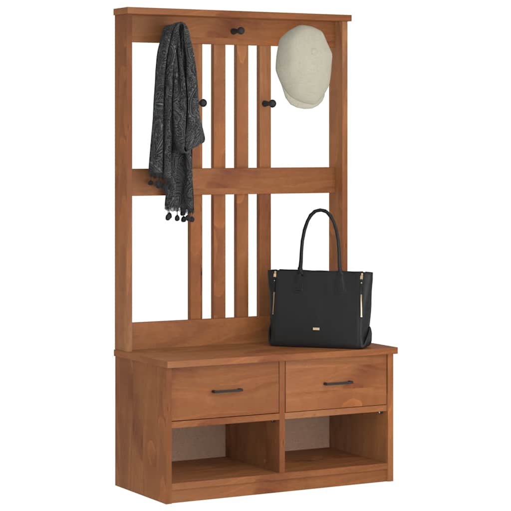 vidaXL Perchero de entrada SANDENS madera maciza de pino 87x40x159,5cm
