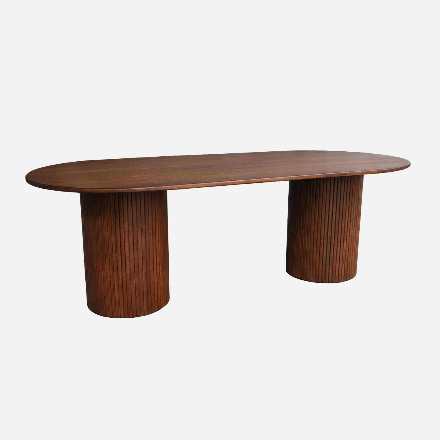 sweeek - Mesa de comedor de madera de hévea y chapado de roble, 8 plazas , Estelle , 220x100x73