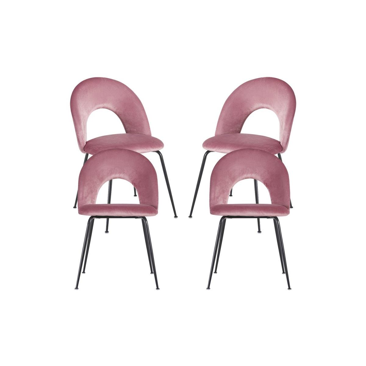 Regalos Miguel - Packs Sillas Comedor - Pack 4 Sillas Dawa Black Terciopelo - Rosa