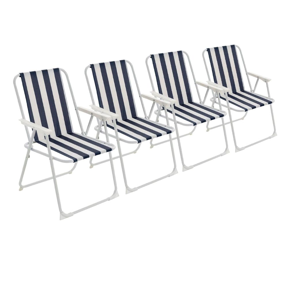 Pack 4 Sillas Camping Azules Piscina y Playa Plegable con Reposabrazos Silla Plegable portátil para Playa Camping Ocio al Aire Libre Exterior 74X52X38CM (Verde4 Unidades)