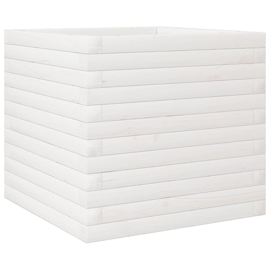 vidaXL Jardinera madera maciza de abeto 50x50x45,5 cm Color Pino natural,  Blanco,  Marrón cera y mas