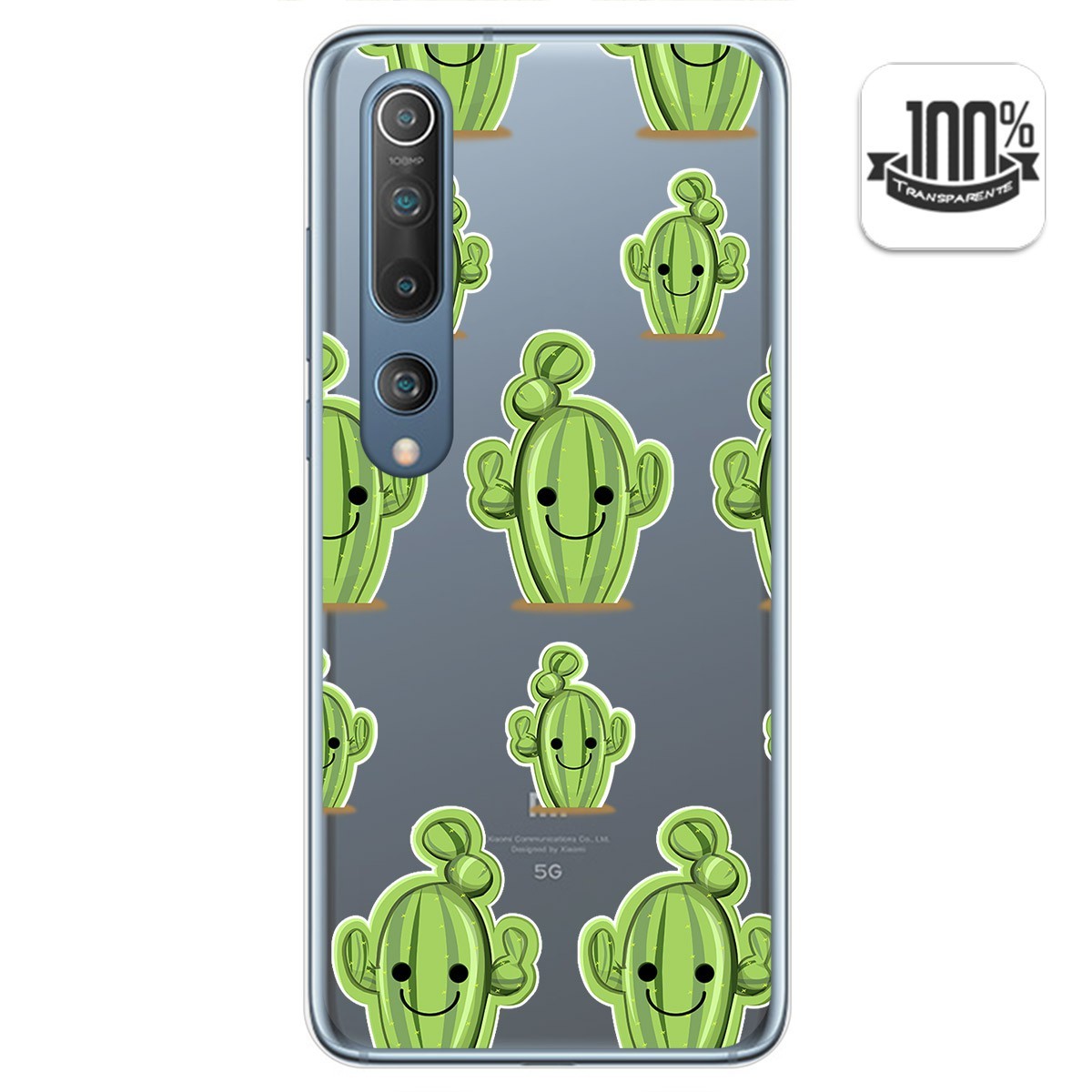 Tumundosmartphone Funda Gel Transparente para Xiaomi Mi 10 / Mi 10 Pro diseño Cactus Dibujos