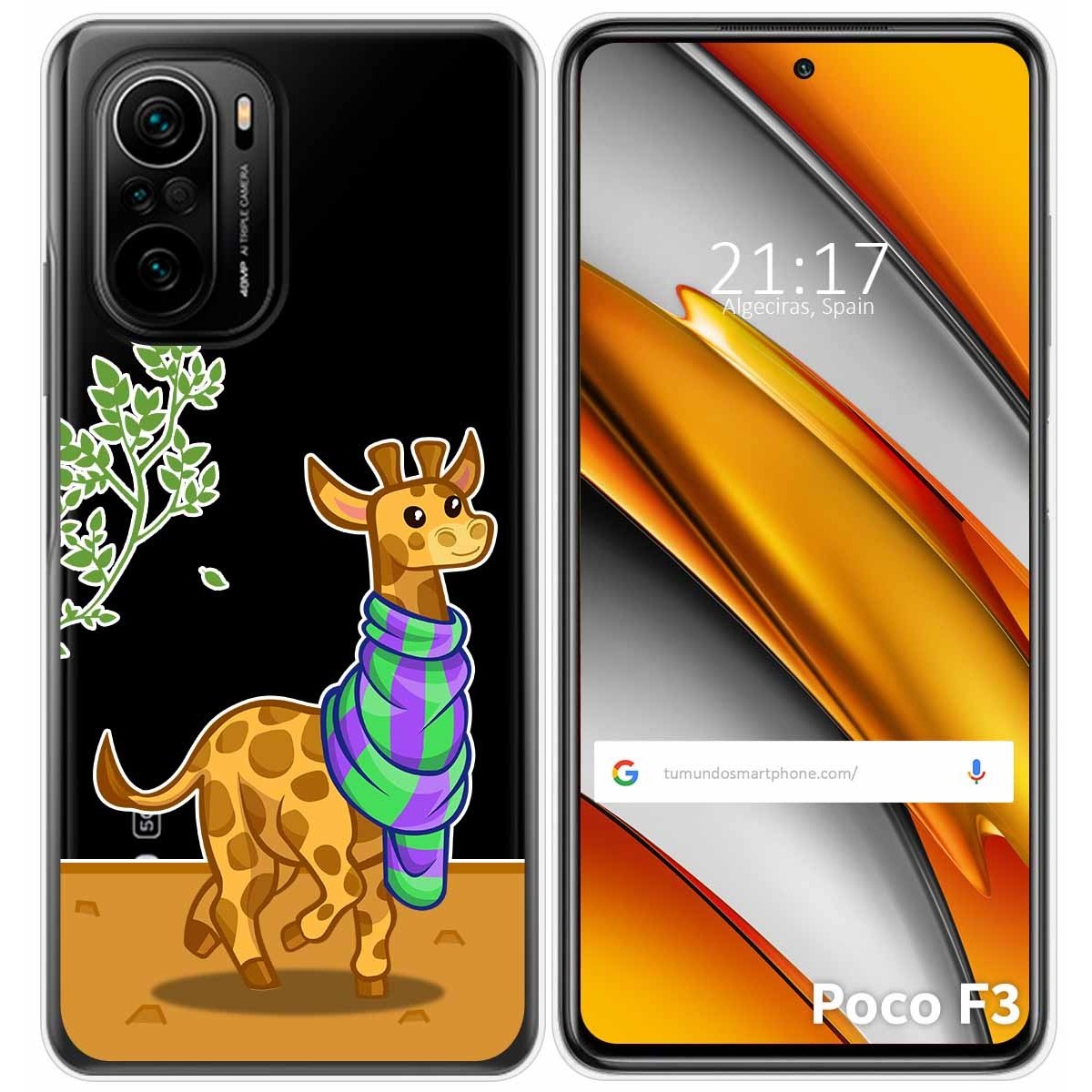 Tumundosmartphone Funda Gel Transparente para Xiaomi POCO F3 5G / Mi 11i 5G diseño Jirafa Dibujos