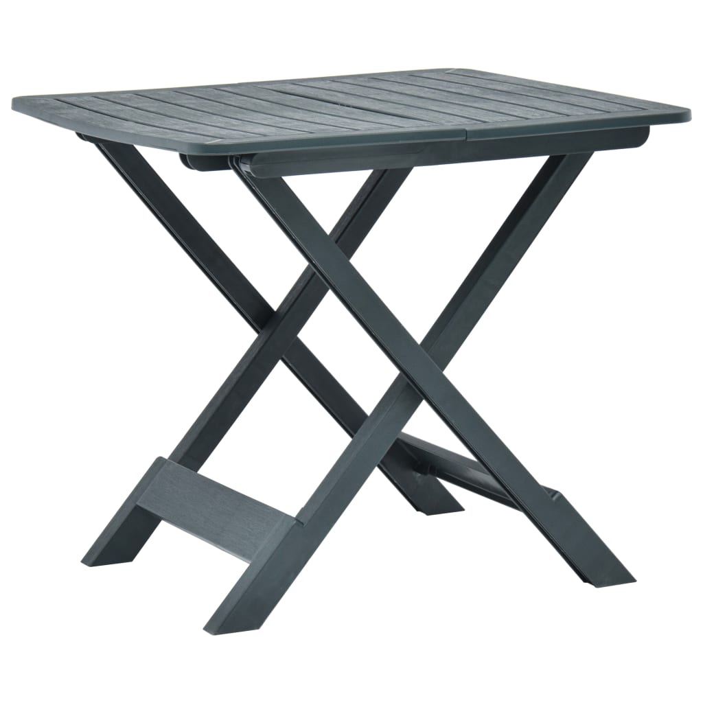 vidaXL Mesa de jardín plegable de plástico 79x72x70 cm en color Blanco/Antracita/Verde | estructura resistente ideal para salón dormitorio o estudio