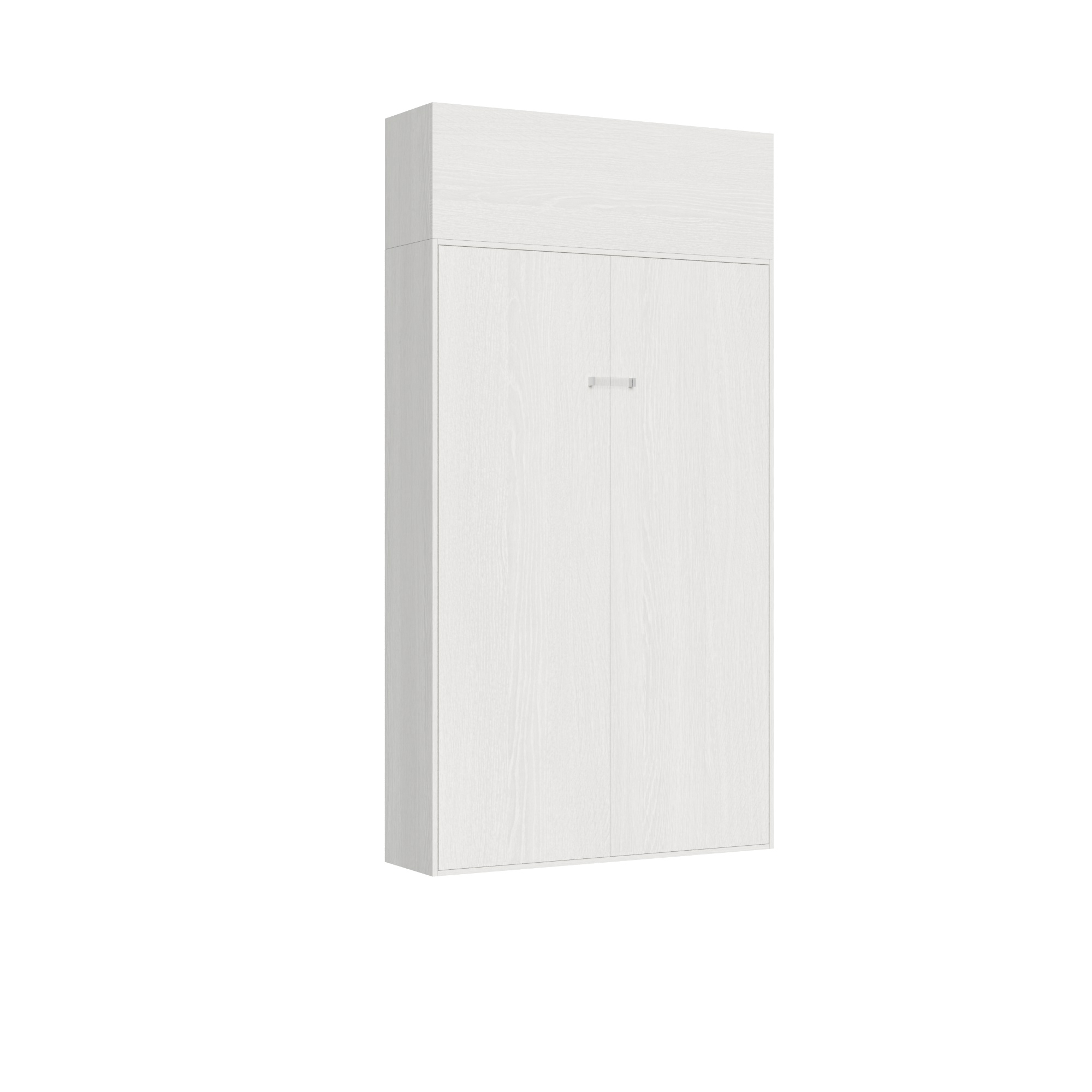 Cama 140 Kentaro Fresno Blanco con mueble de pared Vasistas - Itamoby
