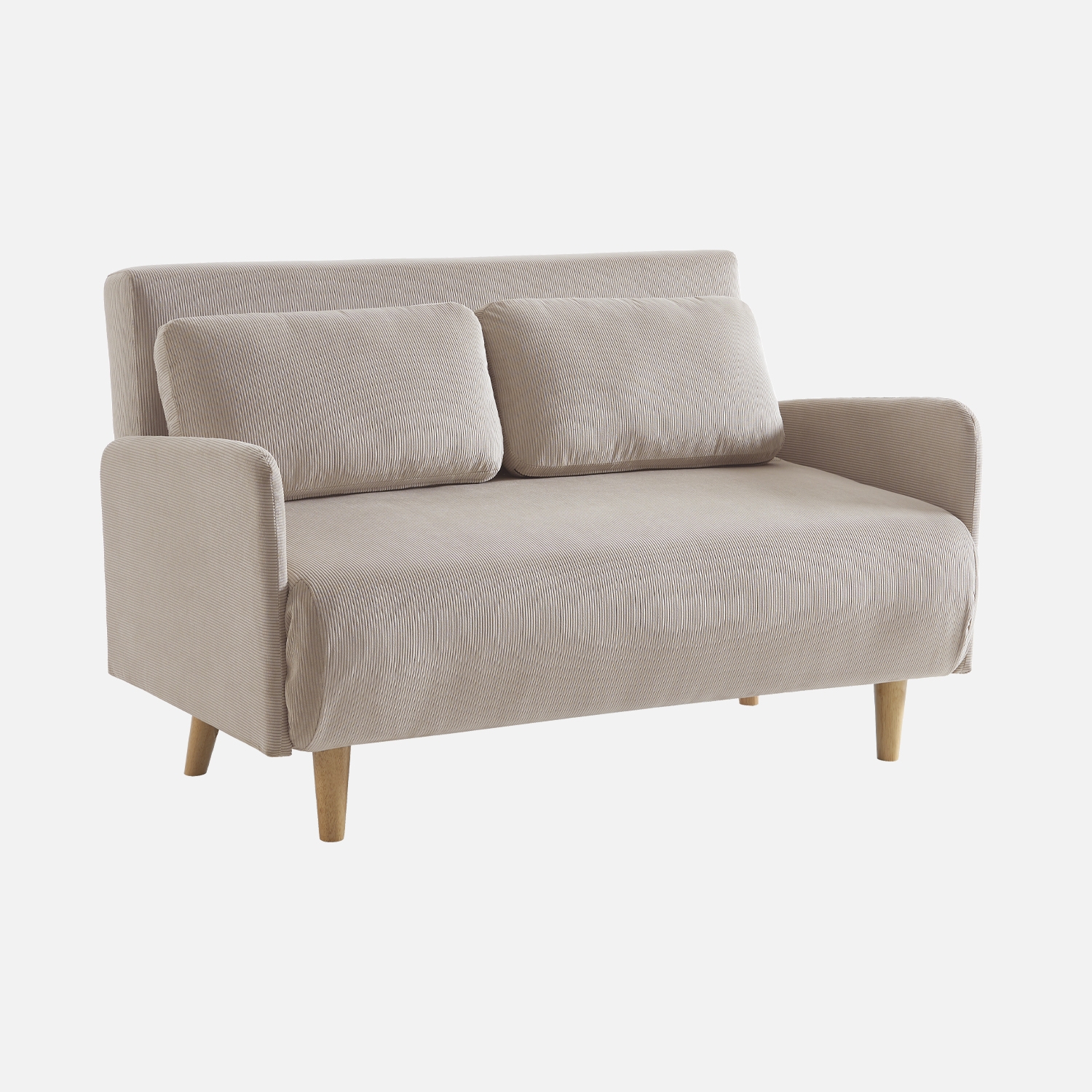 sweeek - Sofá cama de pana con patas de madera,  2 plazas  , Panam pana , 130x77x83