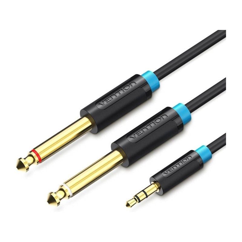 Vention Cable Estéreo BACBH/ Jack 3.5 Macho - 2x Jack 6.5 Macho/ 2m/ Negro