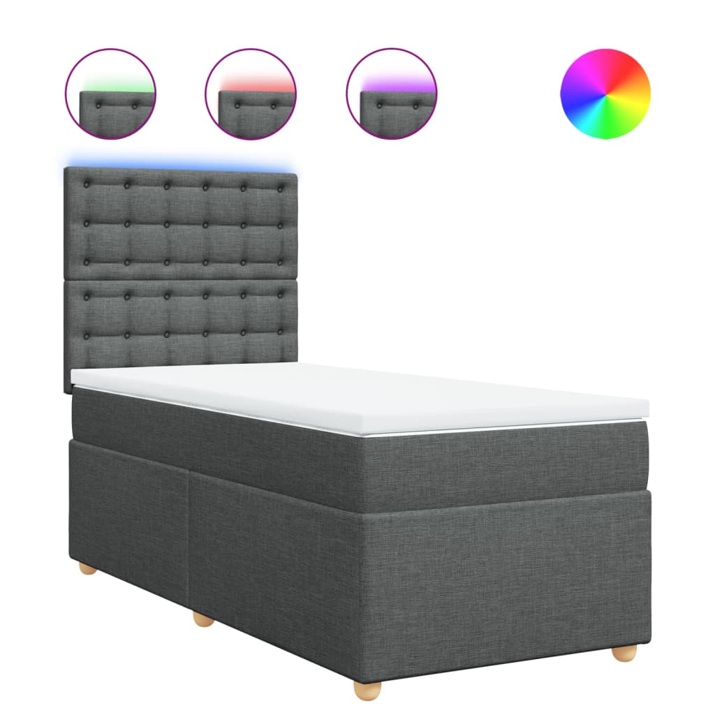 vidaXL Cama box spring con colchón tela gris oscuro 100x200 cm