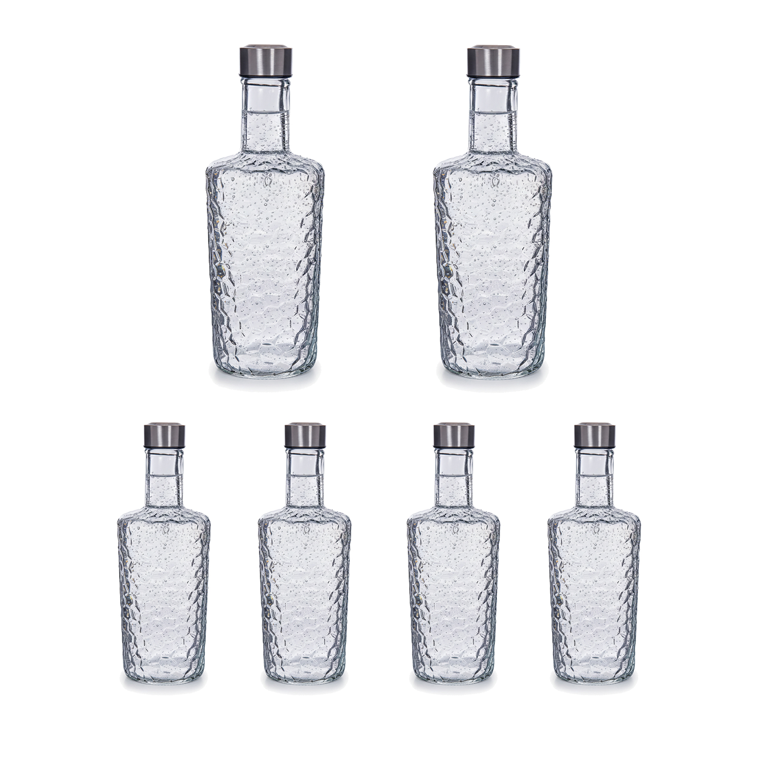 Botella de Cristal para Agua. Pack 6, 12 o 24 Botellas con Tapón de Acero. Botella Reutilizable, Grande, Transparente y Resistente. Apta para Nevera y Lavavajillas