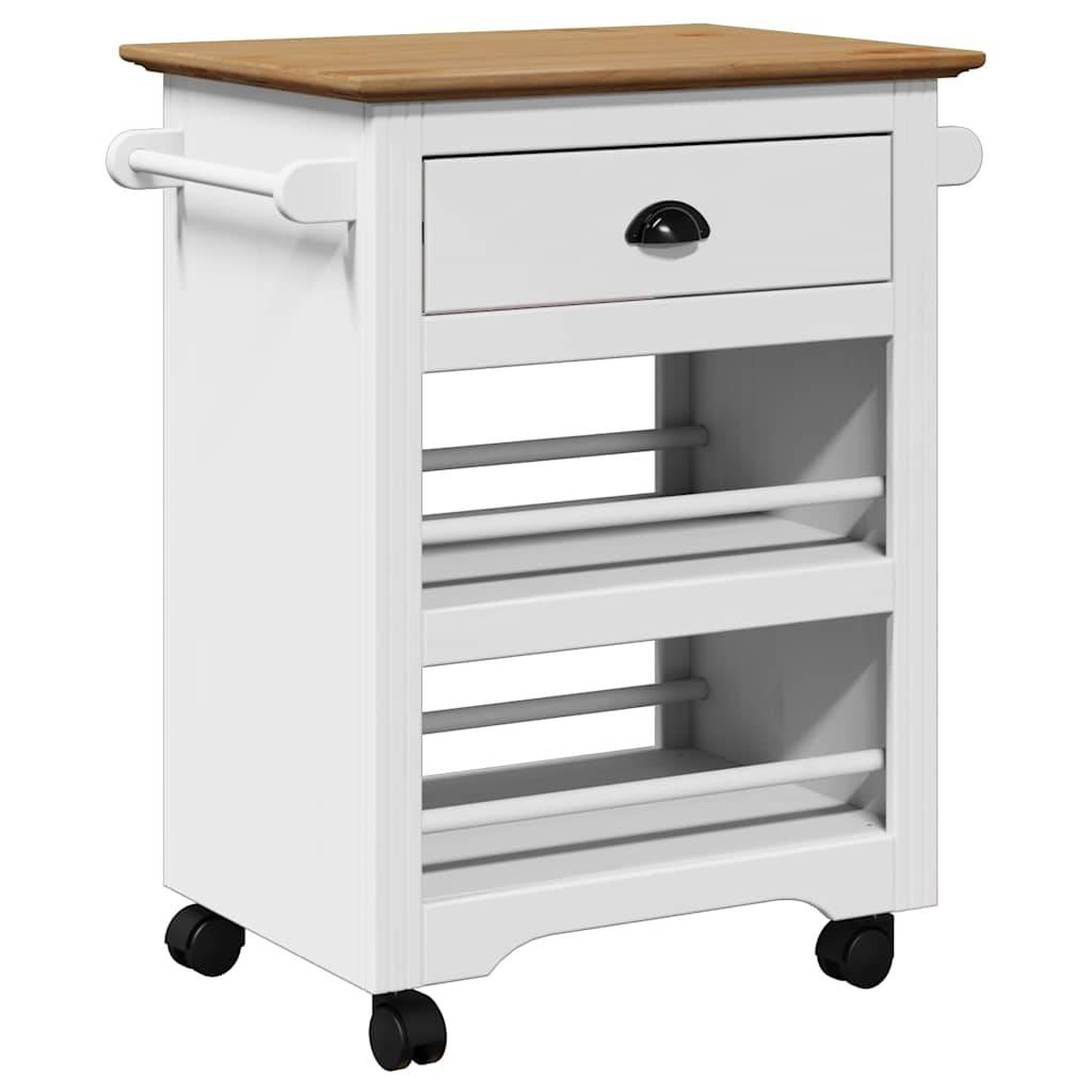vidaXL Carrito de cocina BODO blanco y marrón 67,5x45x80 cm