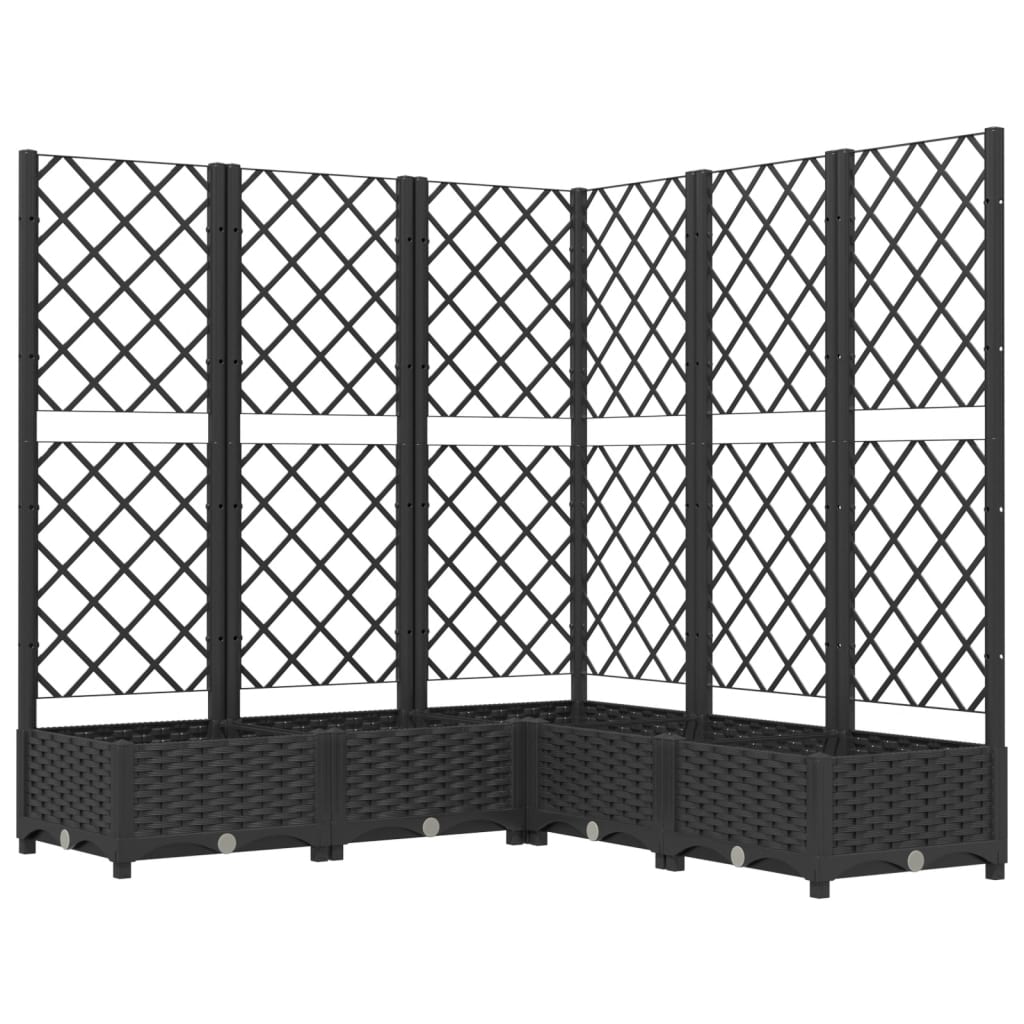 vidaXL Jardinera con enrejado PP oscuro 120x120x121,5 cm Color Gris oscuro,  Marrón,  Negro y mas