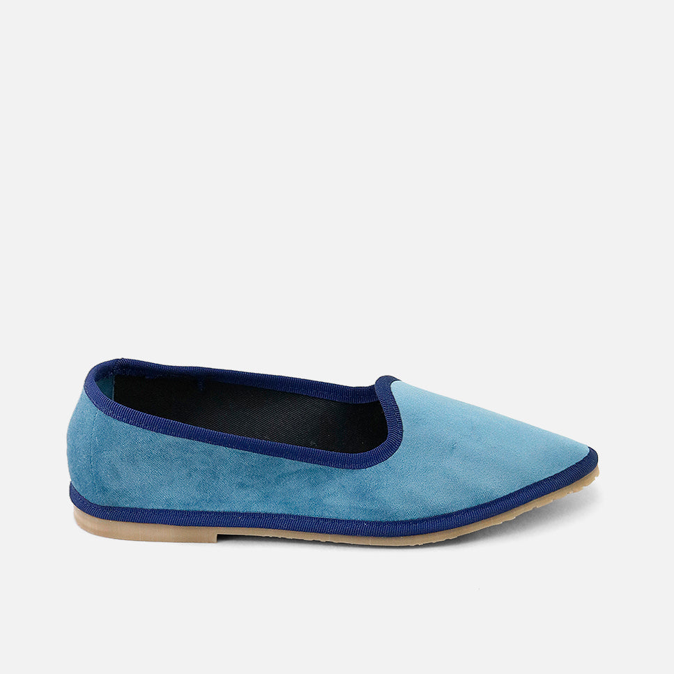 Slipper Afilada Velluto Avio Eli By Venezianas | Eli 1957