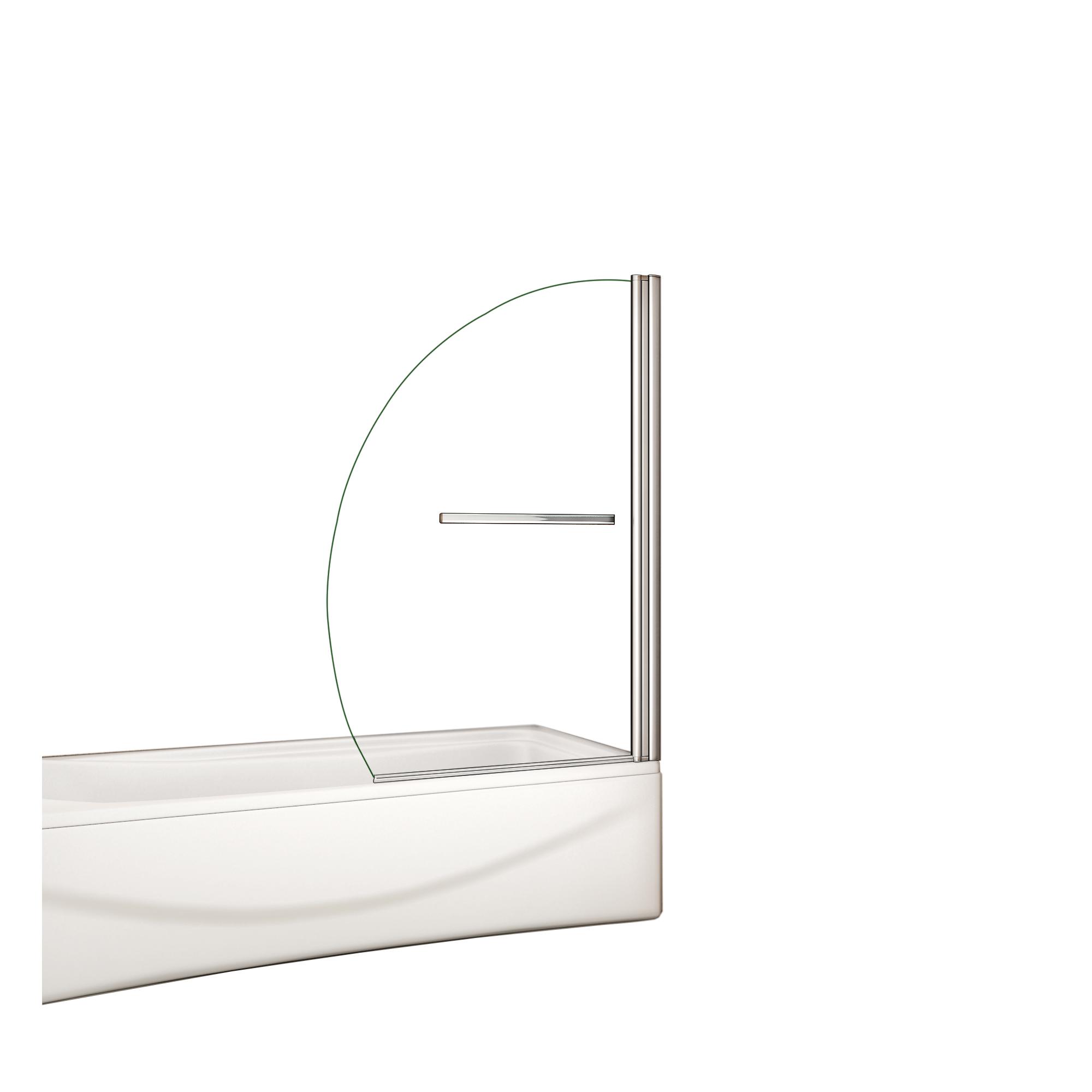 Mampara de Bañera en Forma Media Luna con un Toallero 40cm,Vidrio Templado Antical 8mm,Cromado,(98-100.5)X150cm